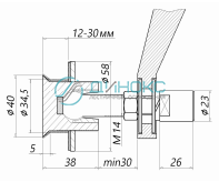  Шарнирный рутель для вантового крепления, с зенковкой, М14, шаг Р=2, для стекла 16.0-24.0 мм